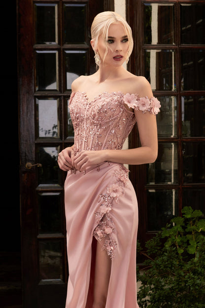 Rosaline Gown Floral Detail Off-The-Shoulder Dress