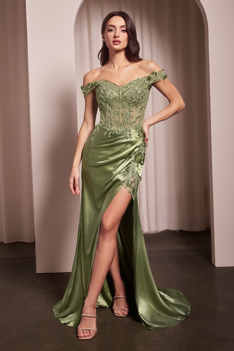 Rosaline Gown Floral Detail Off-The-Shoulder Dress