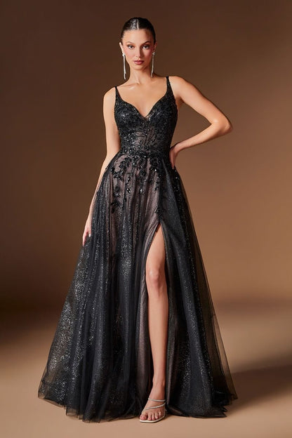 Fernanda Gown Floral Glitter Tulle A- Dress