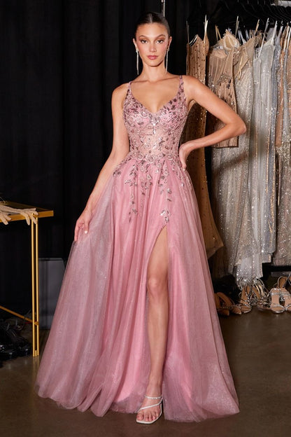 Fernanda Gown Floral Glitter Tulle A- Dress