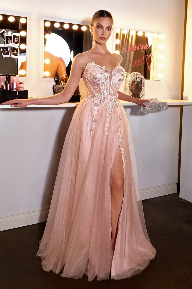 Bernadette Gown Blush Floral Corset Dress
