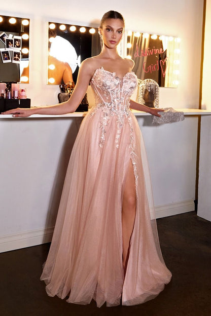 Bernadette Gown Blush Floral Corset Dress