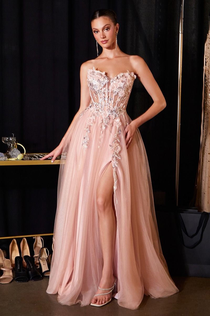 Bernadette Gown Blush Floral Corset Dress