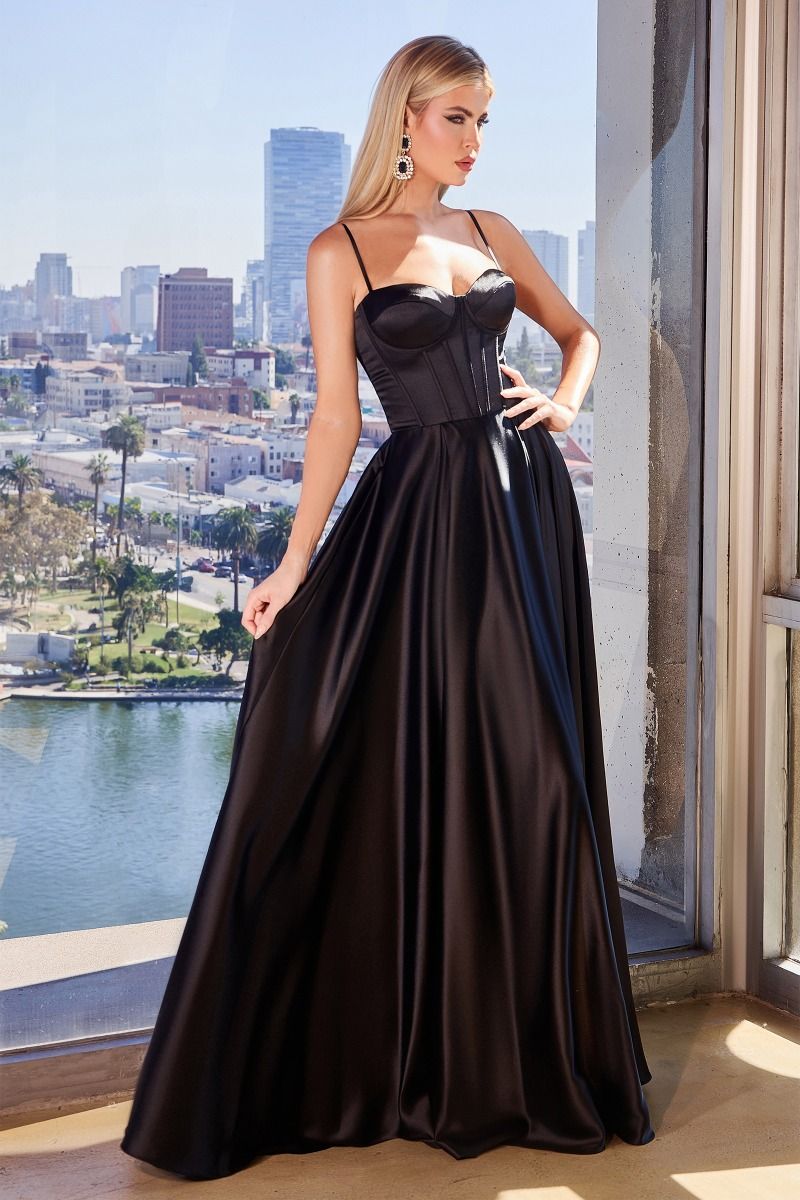 SELMA GOWN A- LUXE SATIN BUSTIER DRESS