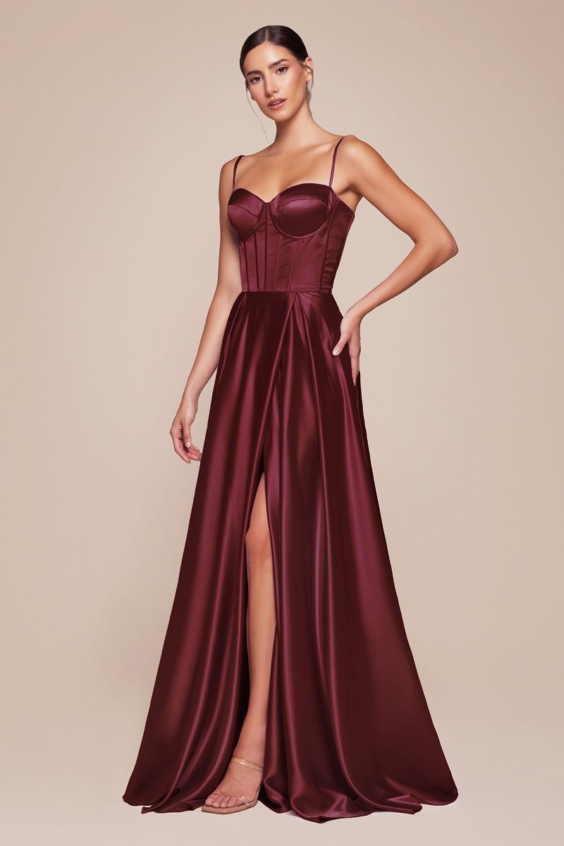 SELMA GOWN A- LUXE SATIN BUSTIER DRESS