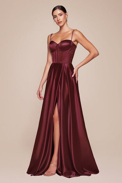 SELMA GOWN A- LUXE SATIN BUSTIER DRESS