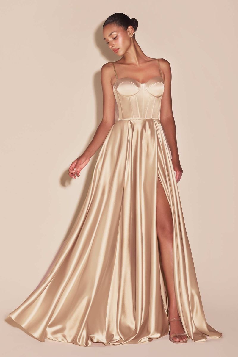 SELMA GOWN A- LUXE SATIN BUSTIER DRESS