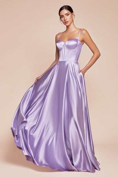 SELMA GOWN A- LUXE SATIN BUSTIER DRESS