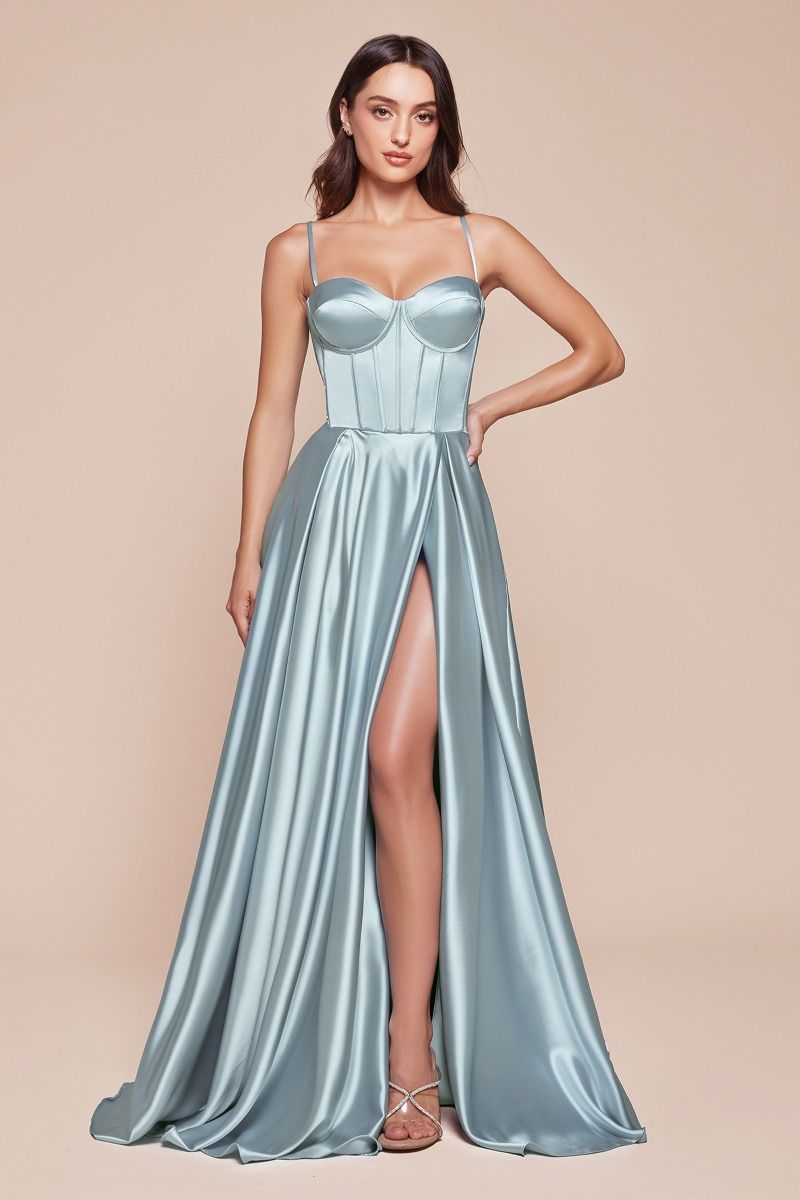 SELMA GOWN A- LUXE SATIN BUSTIER DRESS