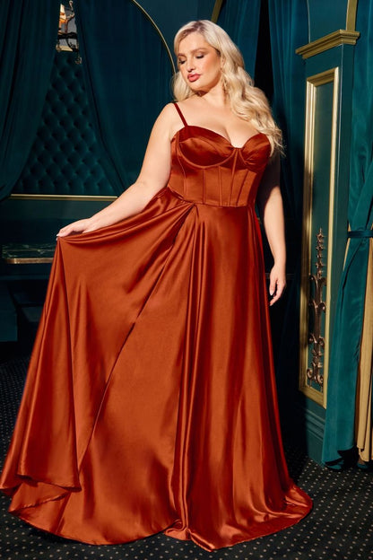 SELMA GOWN A- LUXE SATIN BUSTIER DRESS