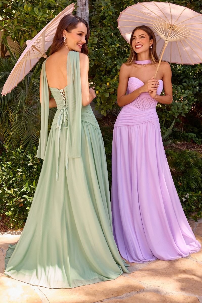 Kimberly Gown Chiffon A- Dress With Scarf