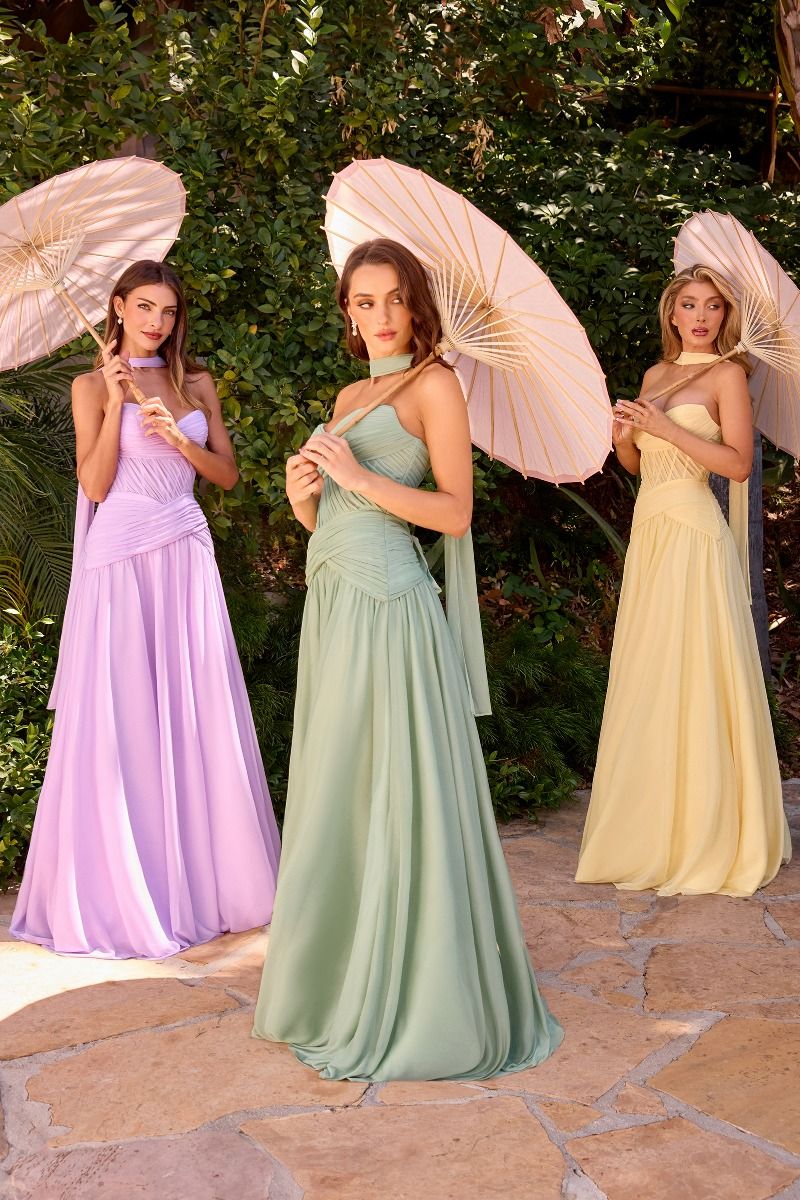 Kimberly Gown Chiffon A- Dress With Scarf