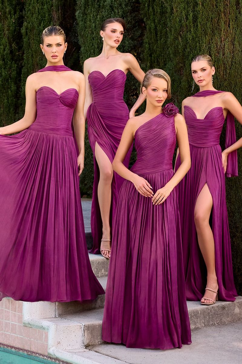 Minna Gown Rosette One Shoulder A- Shimmer Chiffon Dress