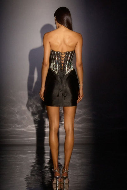 Kimora Mini Dress Crystal Corset Cocktail Dress