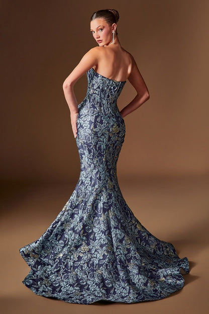 Jackie Gown Jacquard Mermaid Dress With Shawl
