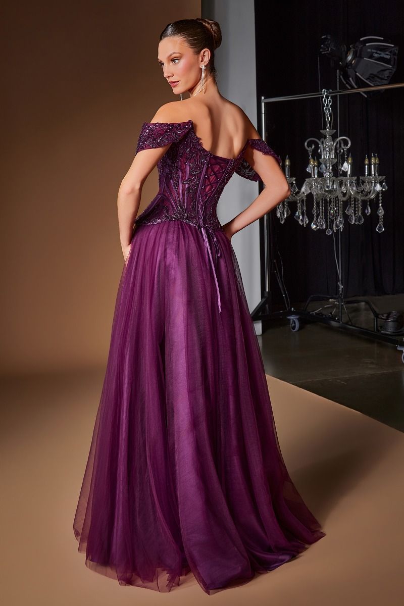 Gentry Gown Beaded Ball Gown with Floral Corset