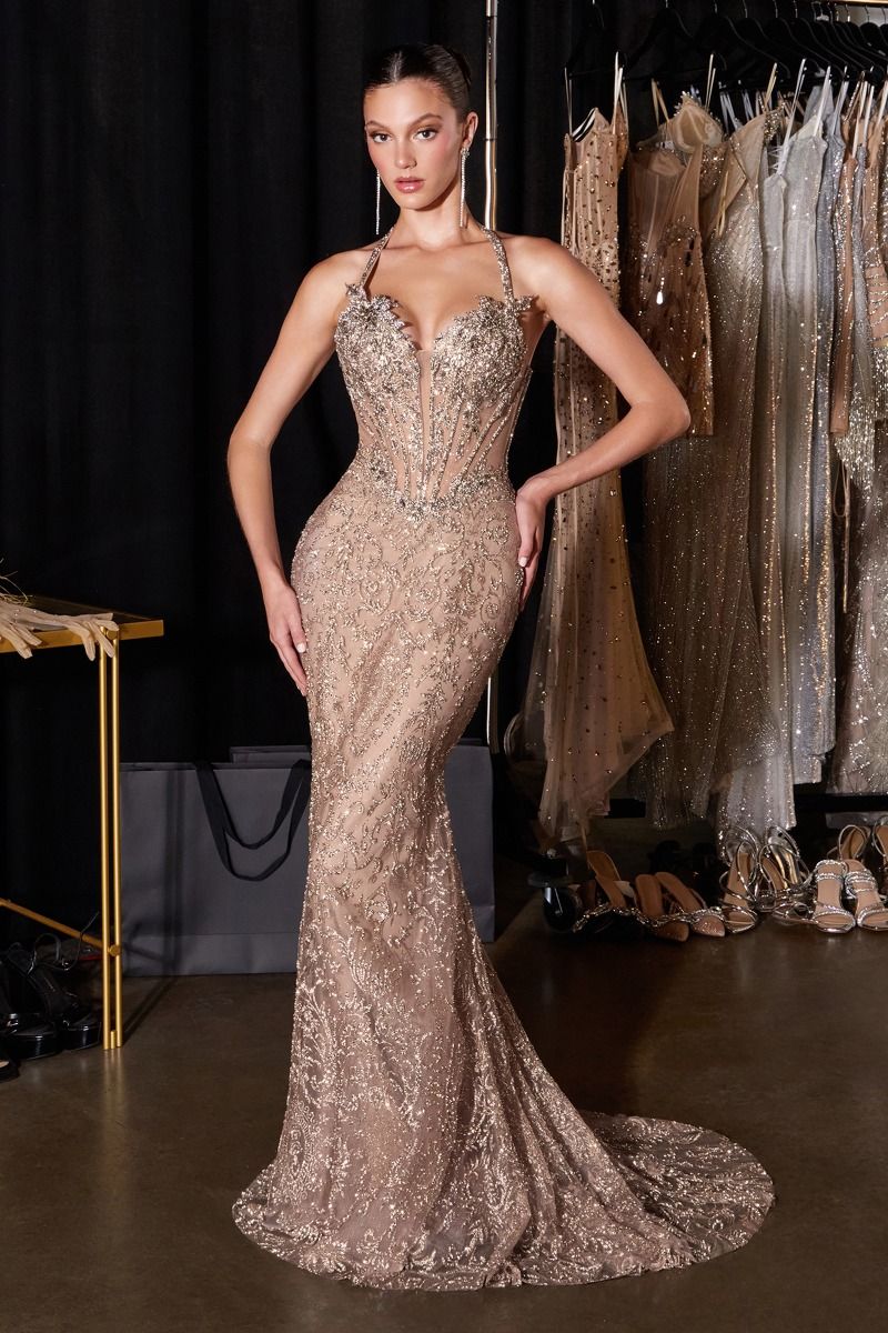 Elsie Gown Halter Mermaid Evening Dress