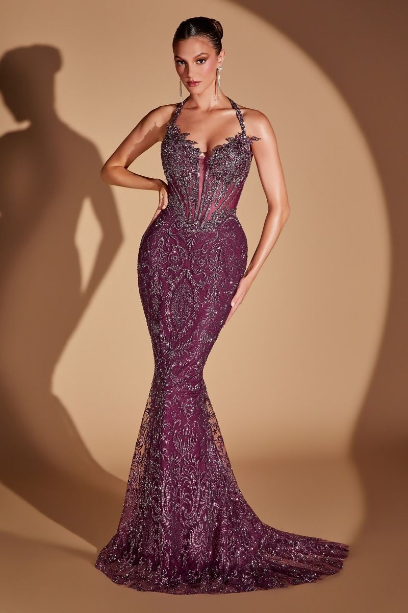 Elsie Gown Halter Mermaid Evening Dress