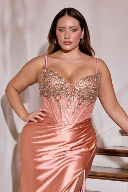 ELOWEN GOWN SATIN DRESS WITH CORSET BACK