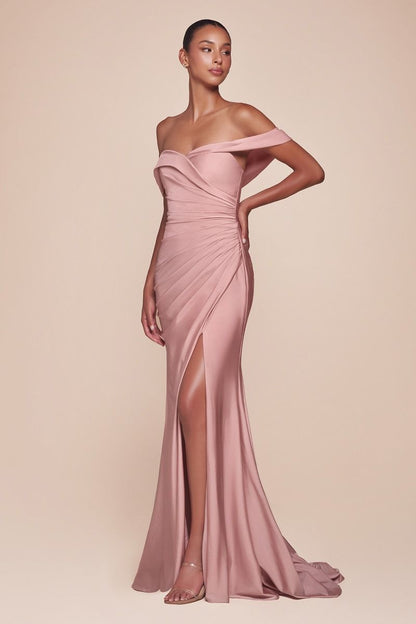 FREYA GOWN OFF THE SHOULDER STRETCH SPANDEX DRESS