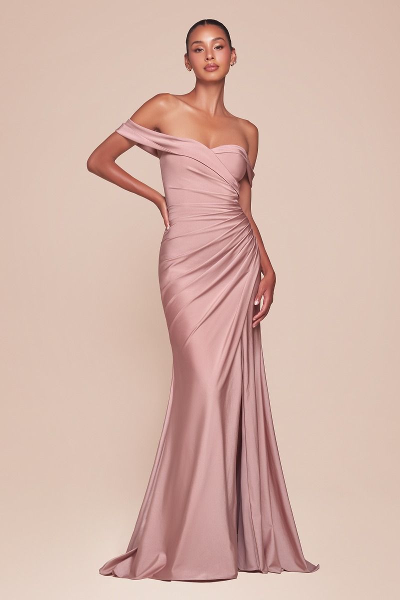 FREYA GOWN OFF THE SHOULDER STRETCH SPANDEX DRESS