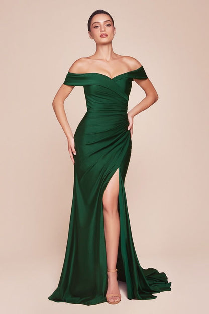 FREYA GOWN OFF THE SHOULDER STRETCH SPANDEX DRESS