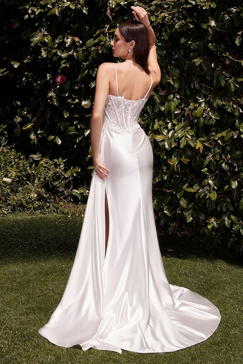 Teagan Gown Off White Fitted Satin & Lace Dress