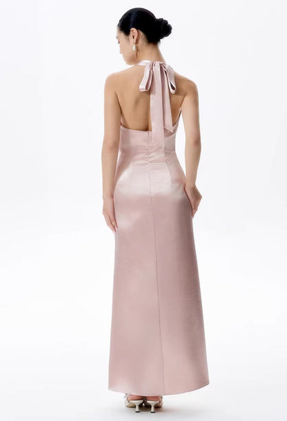 Celestina Satin A- Maxi Dress Blush Pink