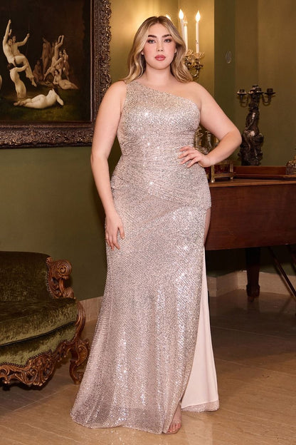 THEA GOWN ONE SHOULDER SEQUIN EVENING GOWN