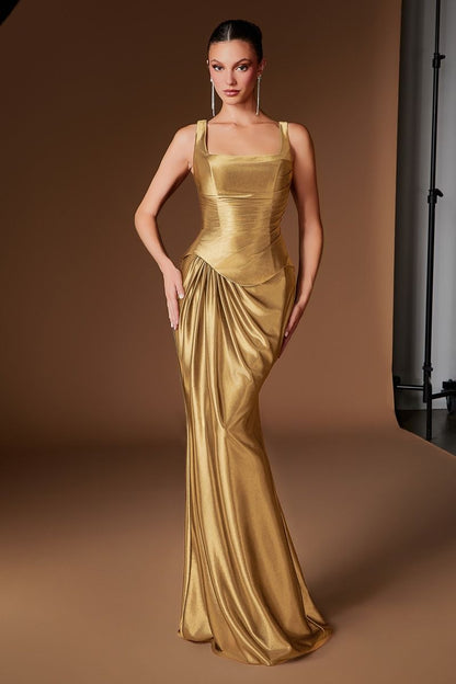 Trudy Gown Draped Luxe Satin Dress