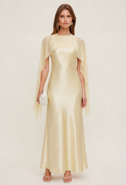 Charlotte Butter Yellow Maxi Dress with Scarf