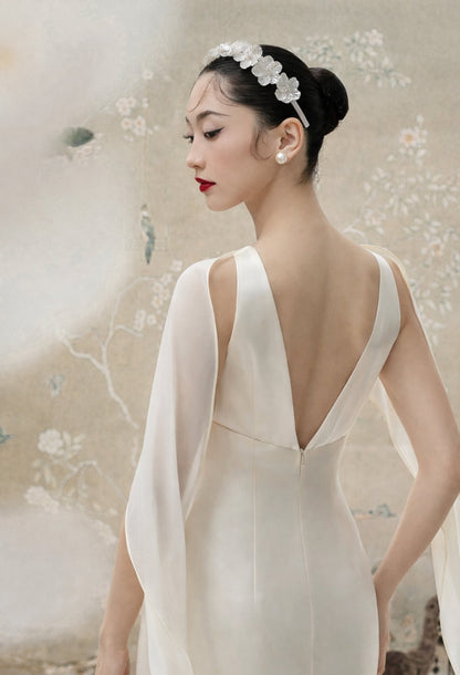 Charlotte Maxi Dress with Scarf Ivory