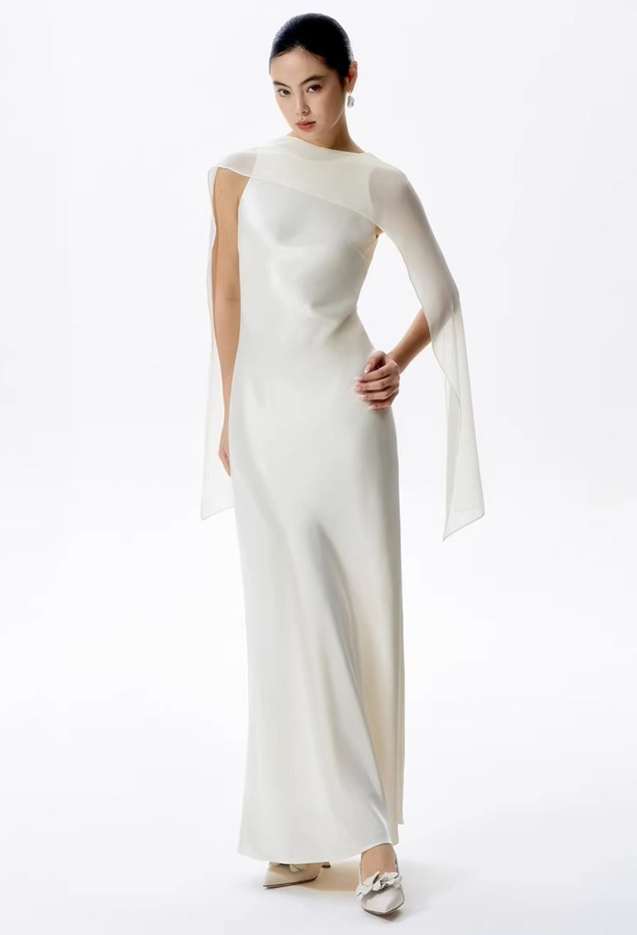 Charlotte Maxi Dress with Scarf Ivory