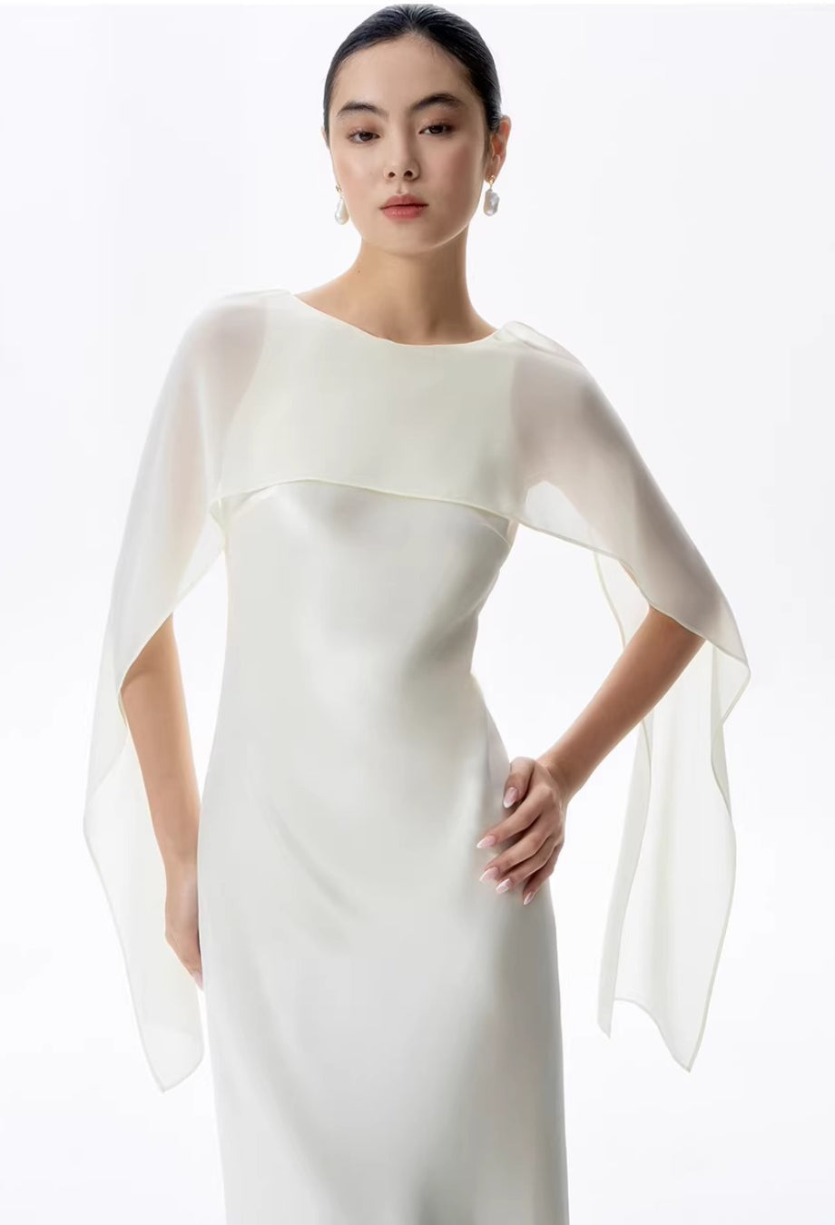 Charlotte Maxi Dress with Scarf Ivory