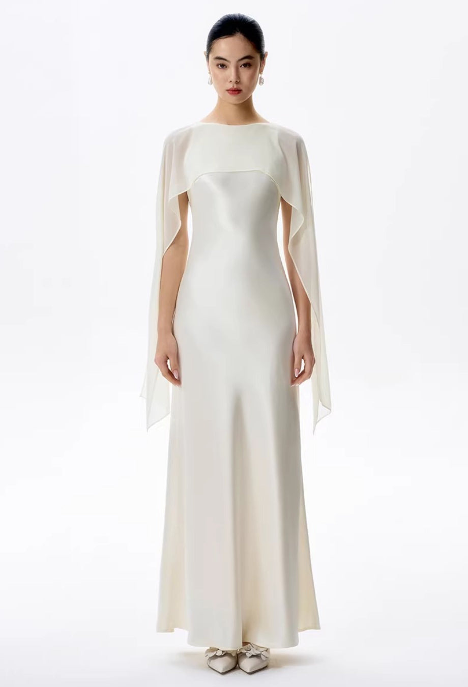 Charlotte Maxi Dress with Scarf Ivory