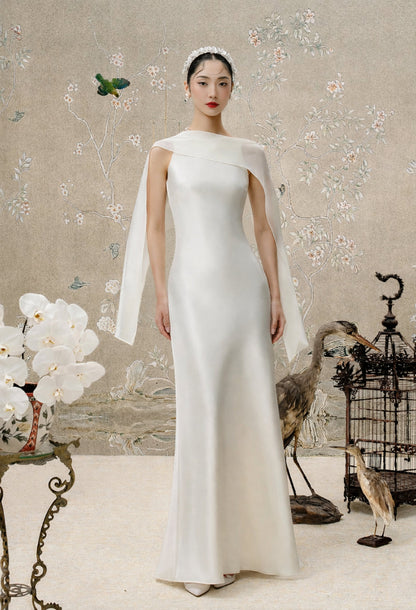 Charlotte Maxi Dress with Scarf Ivory