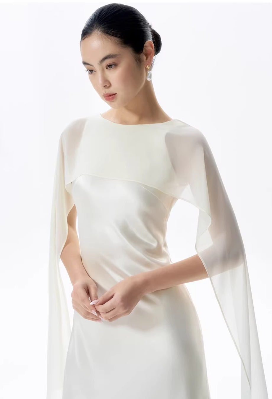 Charlotte Maxi Dress with Scarf Ivory