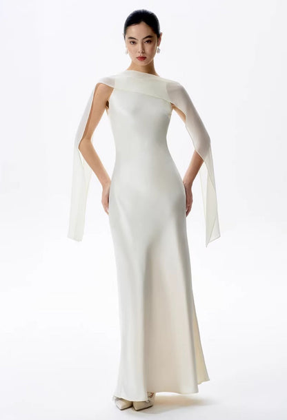 Charlotte Maxi Dress with Scarf Ivory