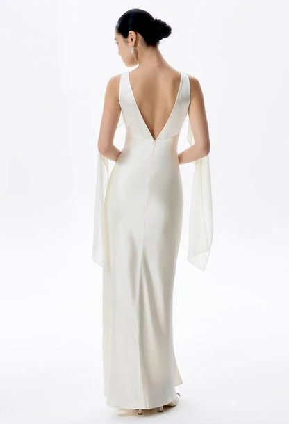 Charlotte Maxi Dress with Scarf Ivory