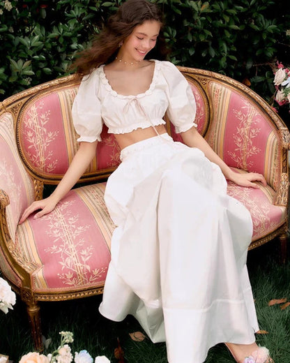 Cici Top and Skirt Two-Piece Set White