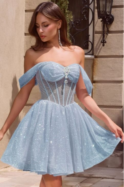 Audrina Mini Dress Glitter Corset Cocktail Dress