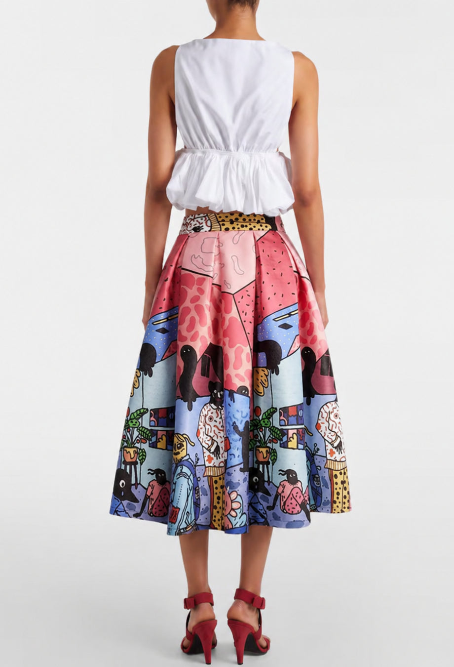 Clara Vintage Pleated Midi Skirt