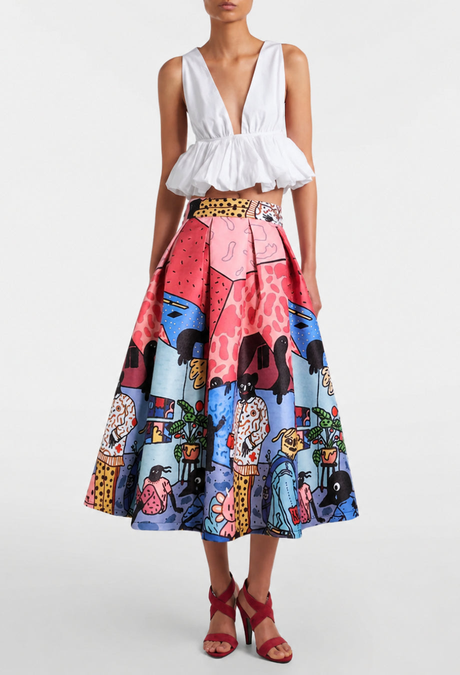 Clara Vintage Pleated Midi Skirt