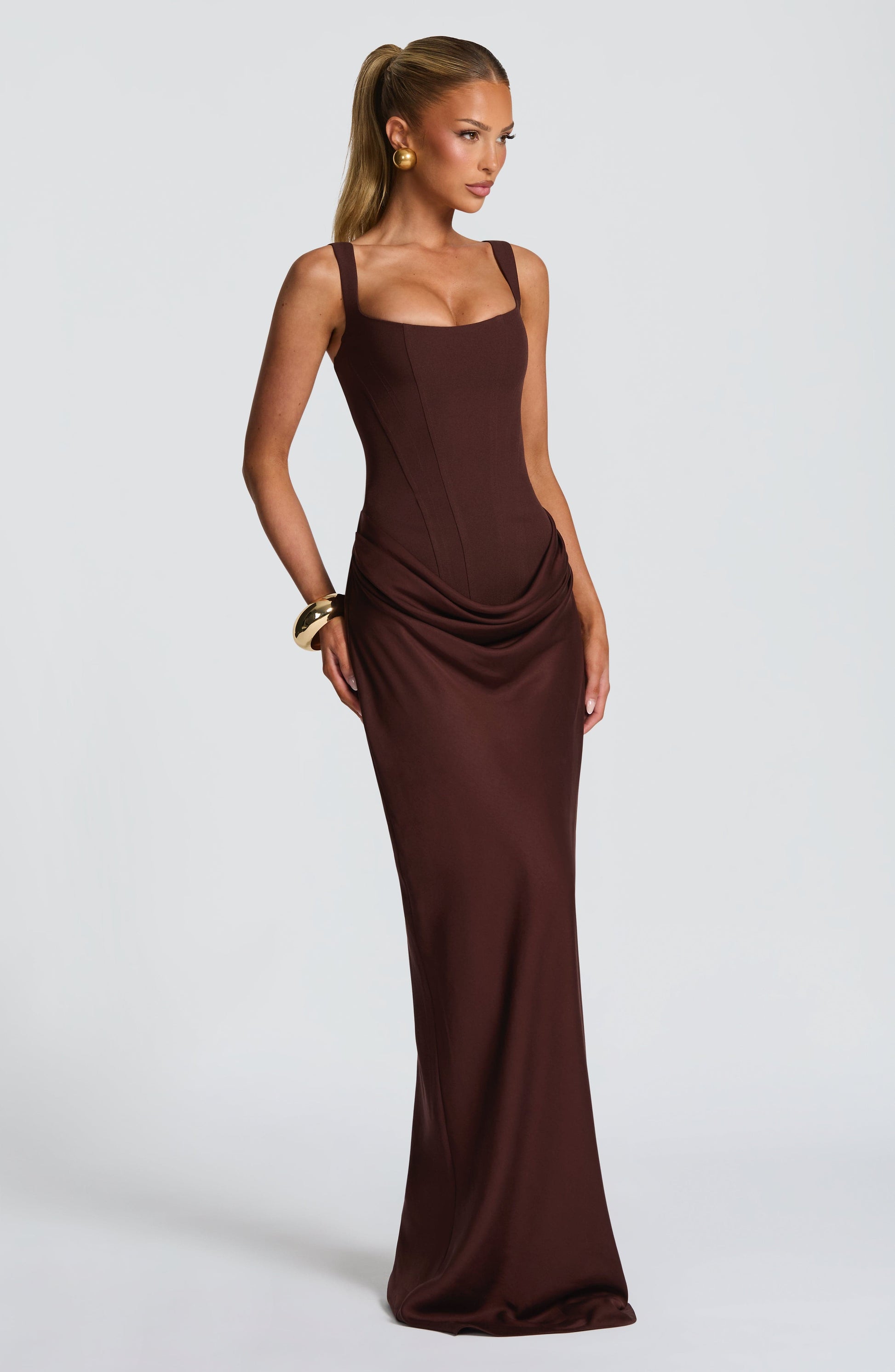 Cornelia Maxi Dress Plum Brown