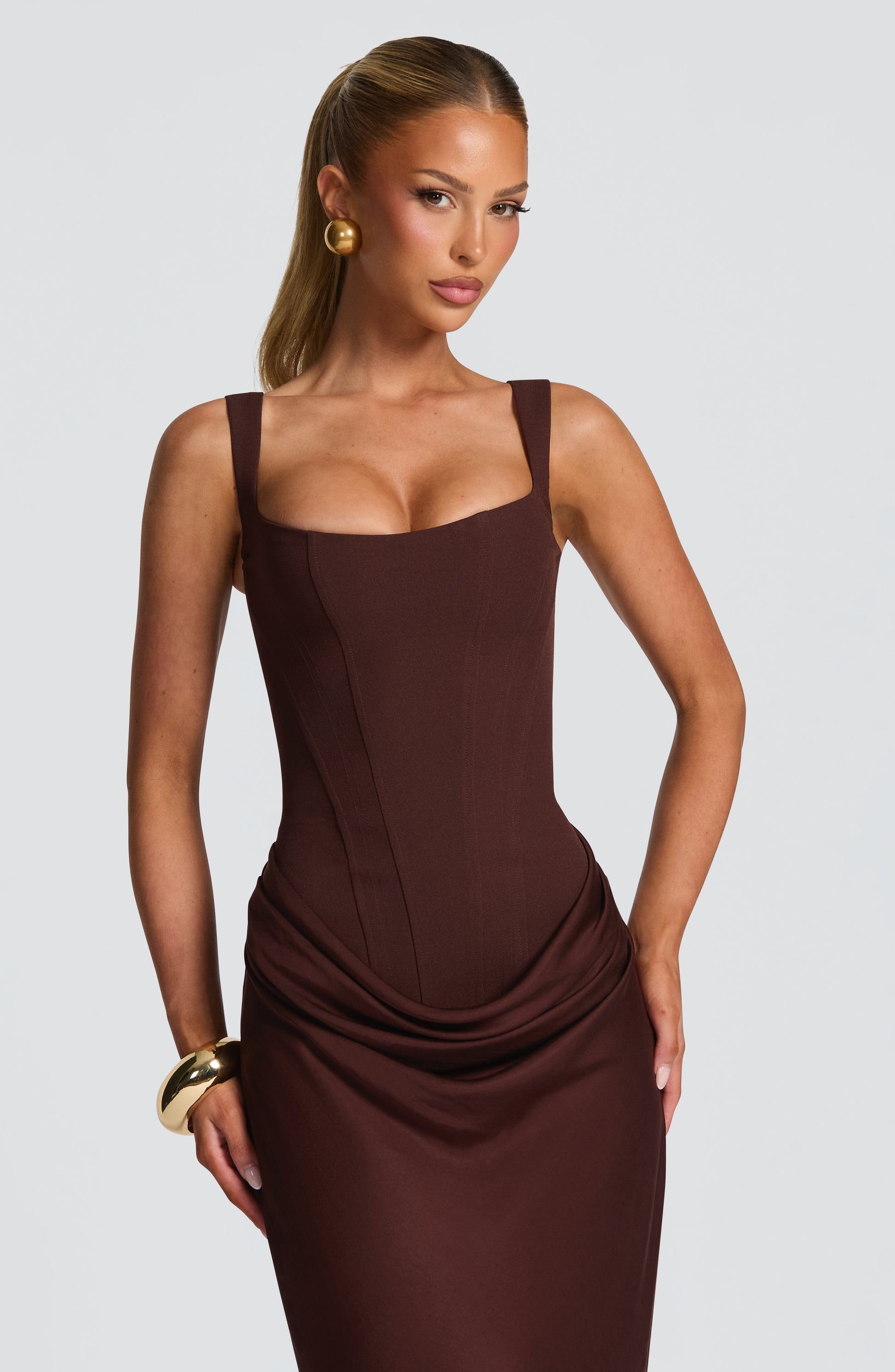 Cornelia Maxi Dress Plum Brown
