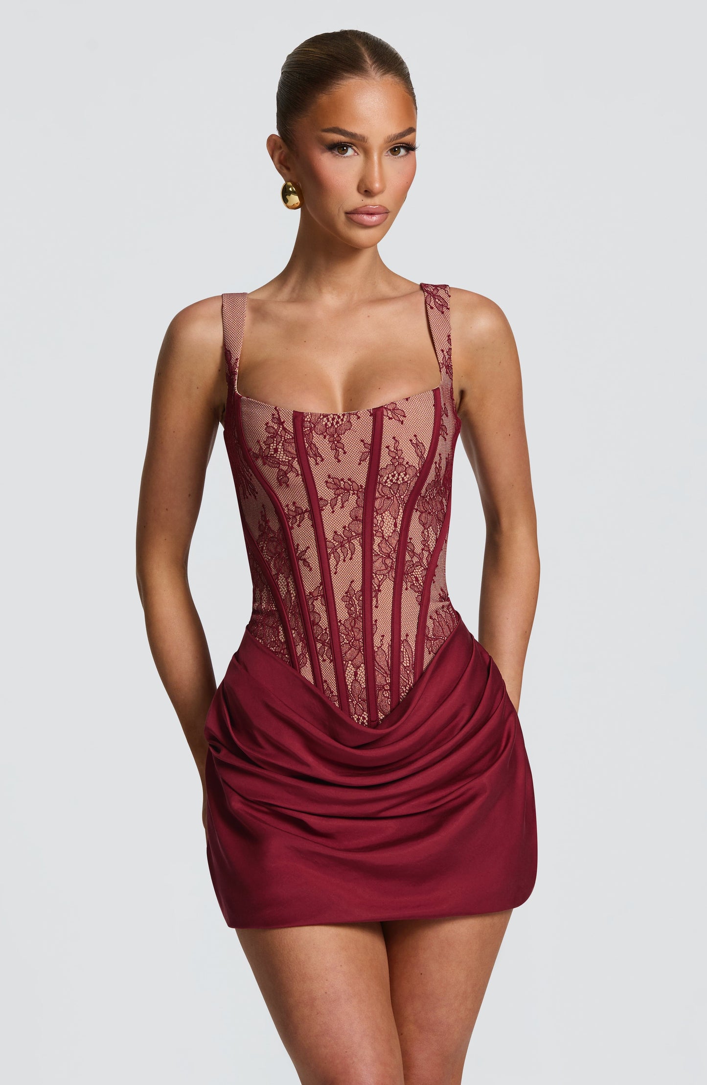 Cornelia Mini Dress Burgundy Lace