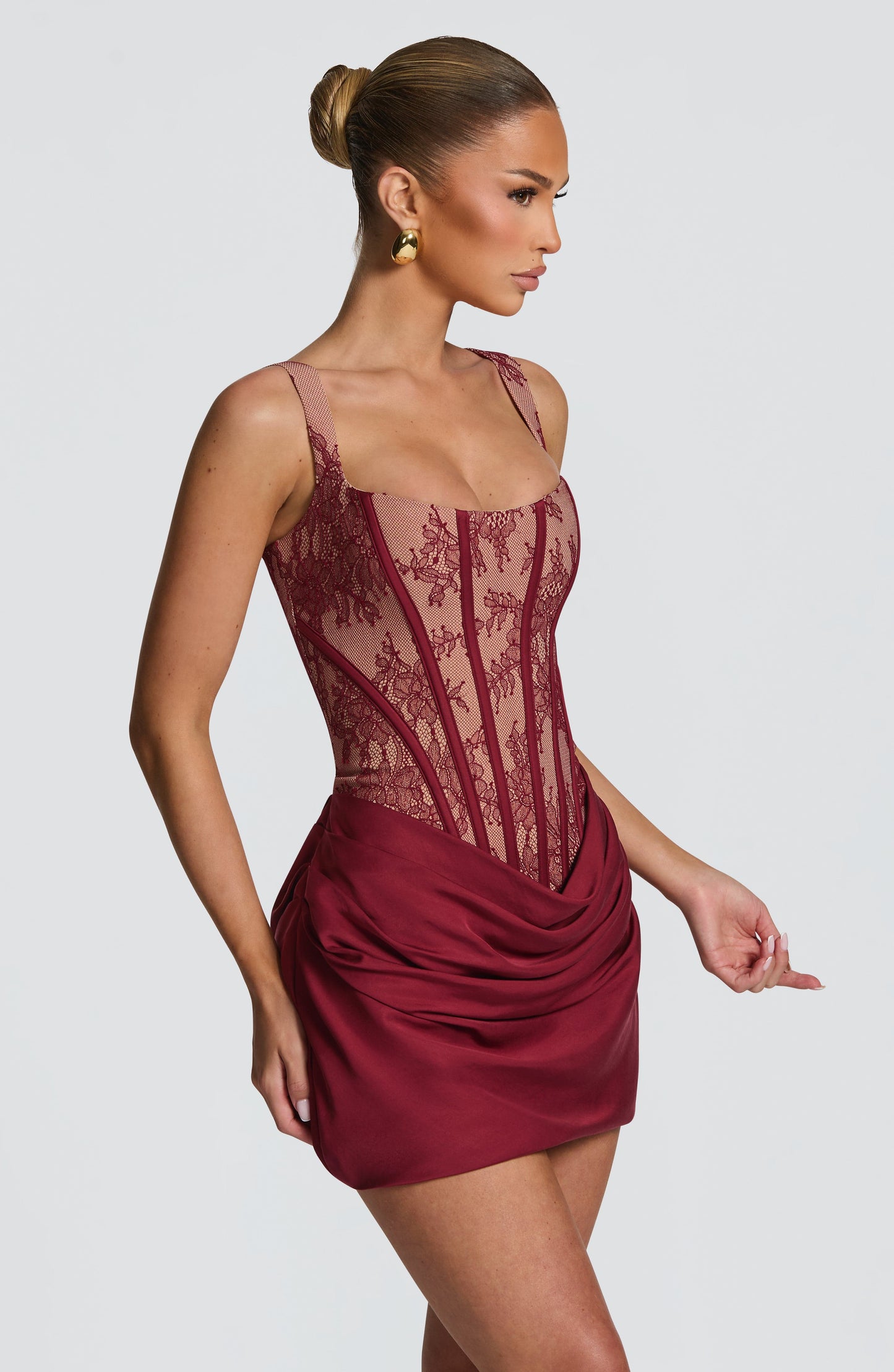 Cornelia Mini Dress Burgundy Lace