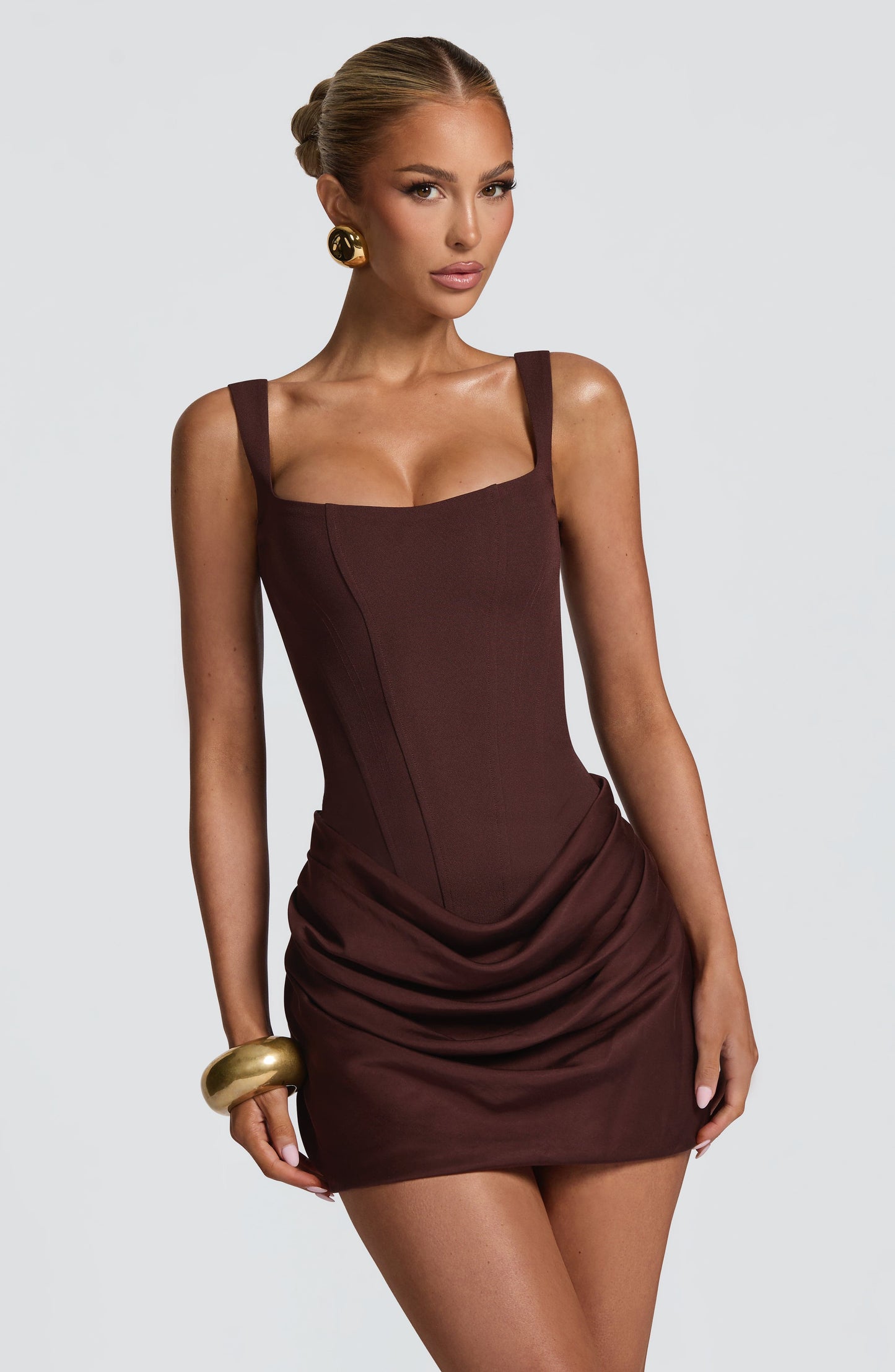 Cornelia Mini Dress Plum Brown
