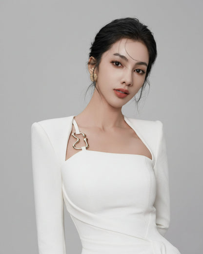 Courtney Midi Dress Ivory