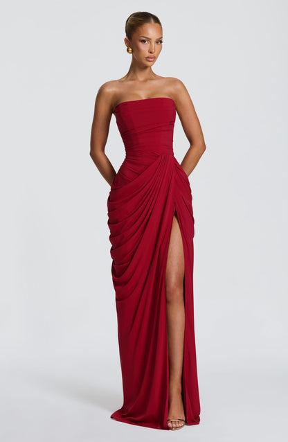 Cyra Maxi Dress Deep Red